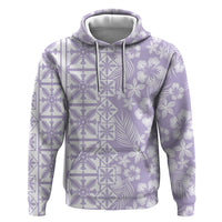 Pastel Purple Kahili Quilt Hawaii Hoodie Tropical Flower Seamless Half Style