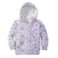 Pastel Purple Kahili Quilt Hawaii Kid Hoodie Tropical Flower Seamless Half Style