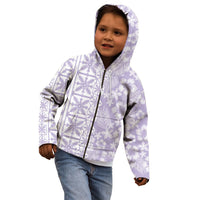 Pastel Purple Kahili Quilt Hawaii Kid Hoodie Tropical Flower Seamless Half Style