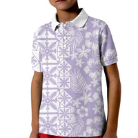 Pastel Purple Kahili Quilt Hawaii Kid Polo Shirt Tropical Flower Seamless Half Style