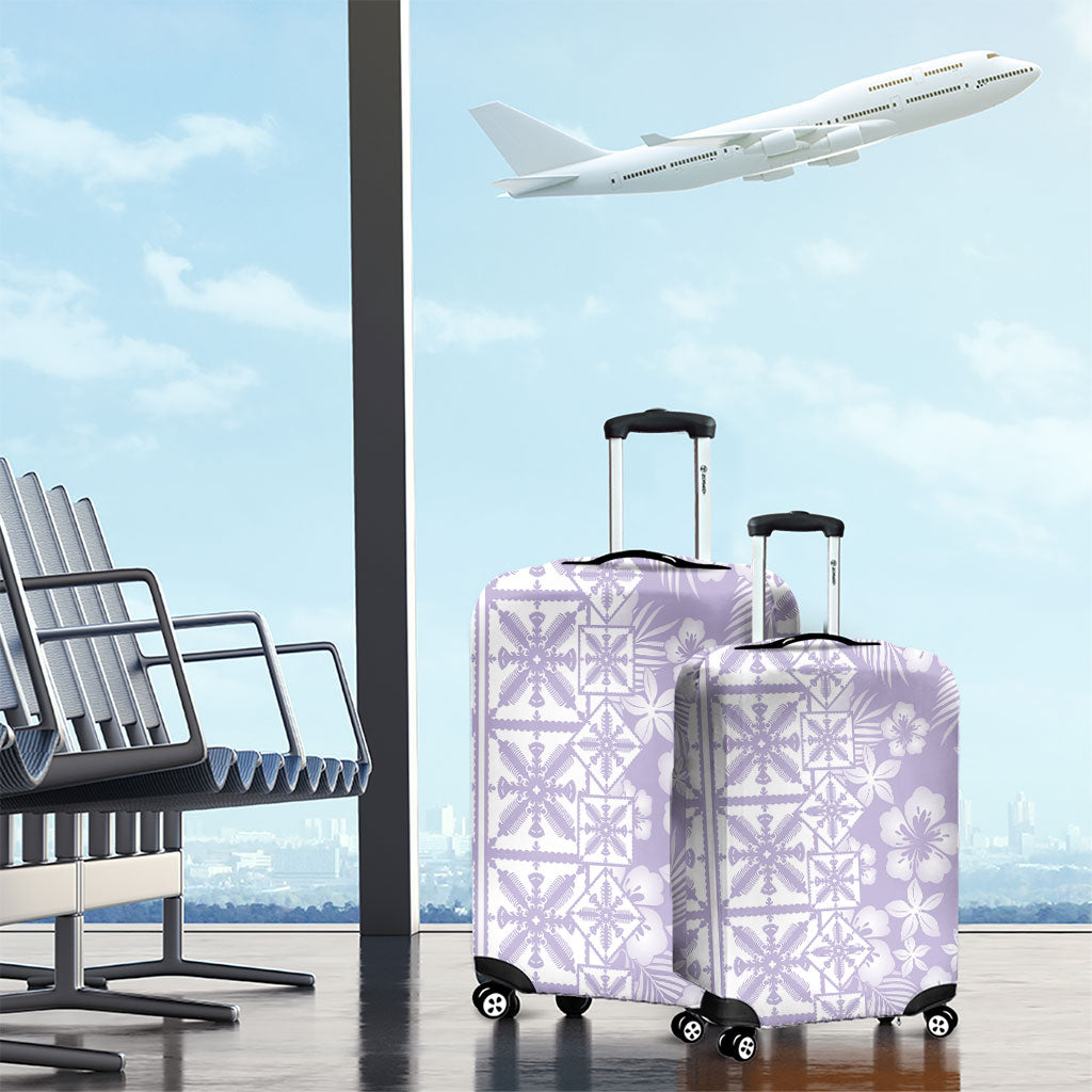 Pastel Purple Kahili Quilt Hawaii Luggage Cover Tropical Flower Seamless Half Style
