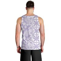 Pastel Purple Kahili Quilt Hawaii Men Tank Top Tropical Flower Seamless Half Style