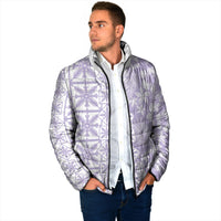 Pastel Purple Kahili Quilt Hawaii Padded Jacket Tropical Flower Seamless Half Style