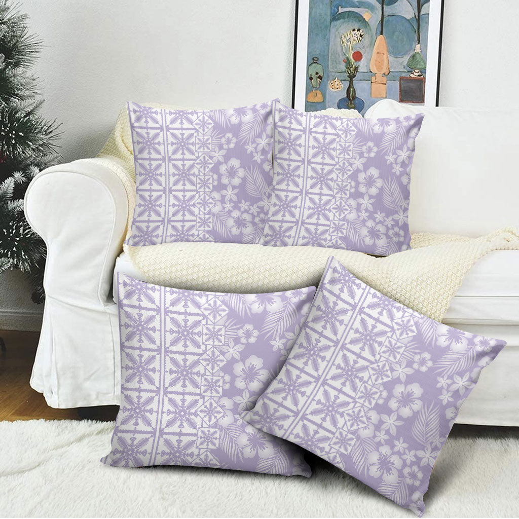 Pastel Purple Kahili Quilt Hawaii Pillow Cover Tropical Flower Seamless Half Style