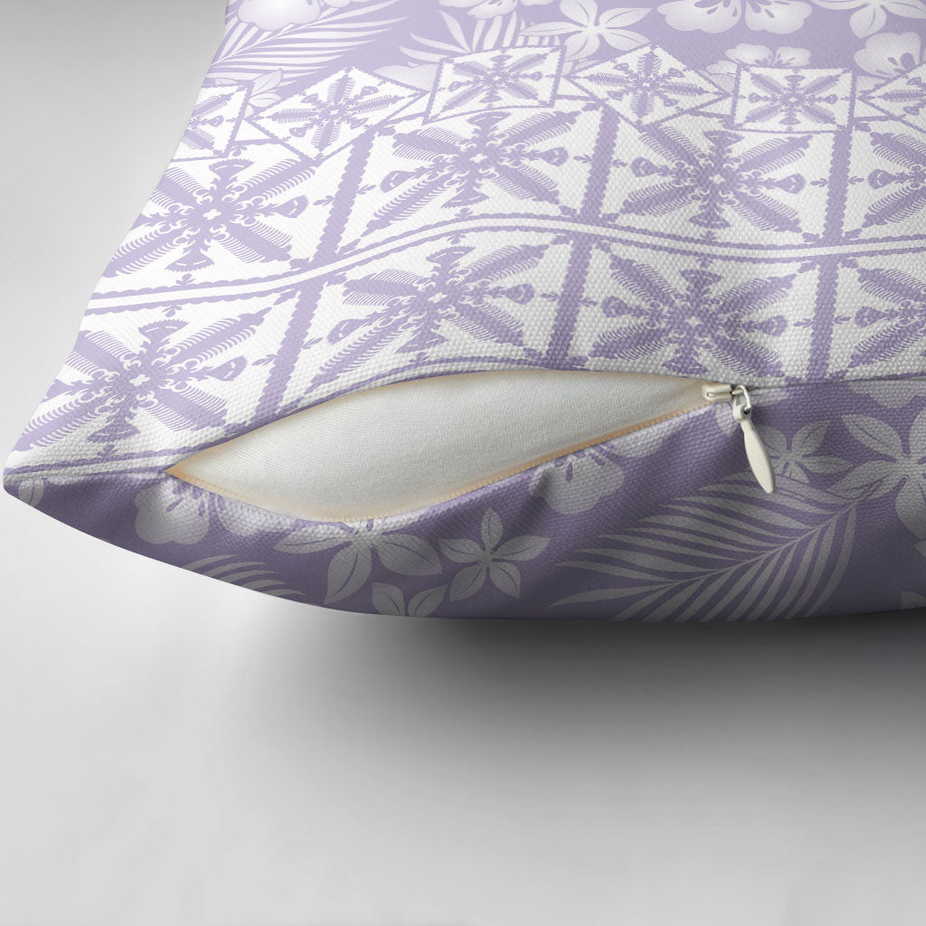 Pastel Purple Kahili Quilt Hawaii Pillow Cover Tropical Flower Seamless Half Style