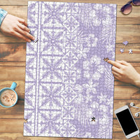 Pastel Purple Kahili Quilt Hawaii Puzzle Tropical Flower Seamless Half Style