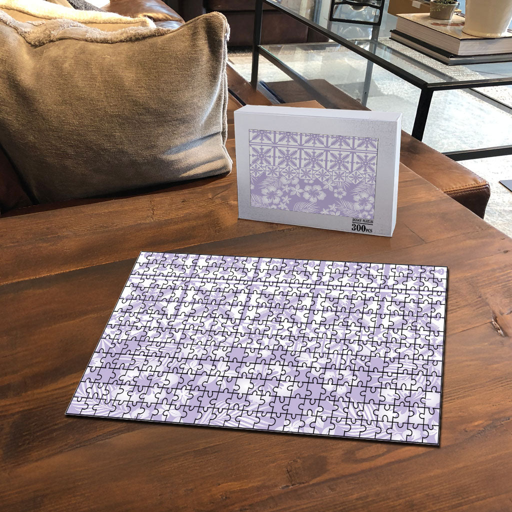 Pastel Purple Kahili Quilt Hawaii Puzzle Tropical Flower Seamless Half Style