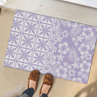 Pastel Purple Kahili Quilt Hawaii Rubber Doormat Tropical Flower Seamless Half Style