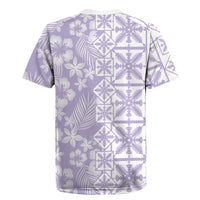 Pastel Purple Kahili Quilt Hawaii Rugby Jersey Tropical Flower Seamless Half Style