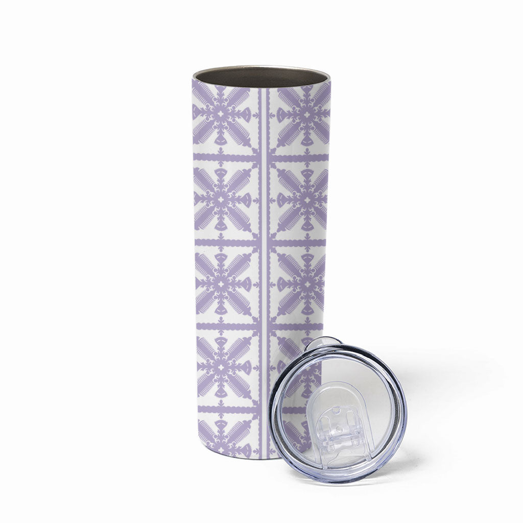 Pastel Purple Kahili Quilt Hawaii Skinny Tumbler Tropical Flower Seamless Half Style