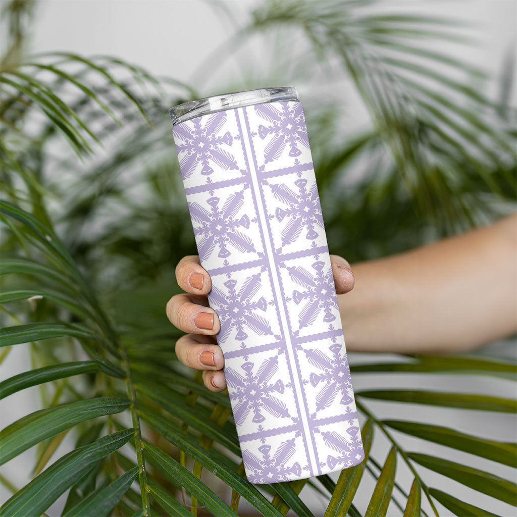 Pastel Purple Kahili Quilt Hawaii Skinny Tumbler Tropical Flower Seamless Half Style