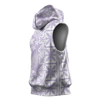 Pastel Purple Kahili Quilt Hawaii Sleeveless Hoodie Tropical Flower Seamless Half Style