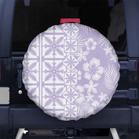 Pastel Purple Kahili Quilt Hawaii Spare Tire Cover Tropical Flower Seamless Half Style
