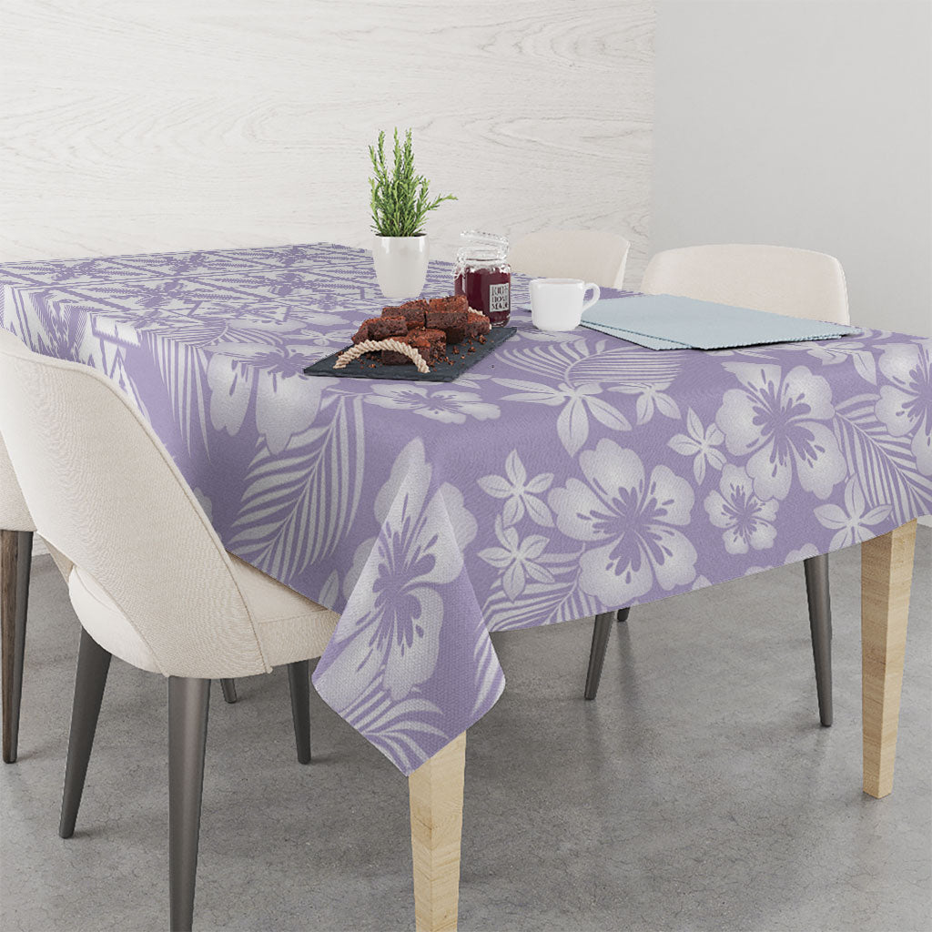 Pastel Purple Kahili Quilt Hawaii Tablecloth Tropical Flower Seamless Half Style