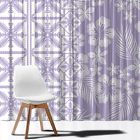 Pastel Purple Kahili Quilt Hawaii Window Curtain Tropical Flower Seamless Half Style