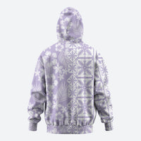 Pastel Purple Kahili Quilt Hawaii Zip Hoodie Tropical Flower Seamless Half Style