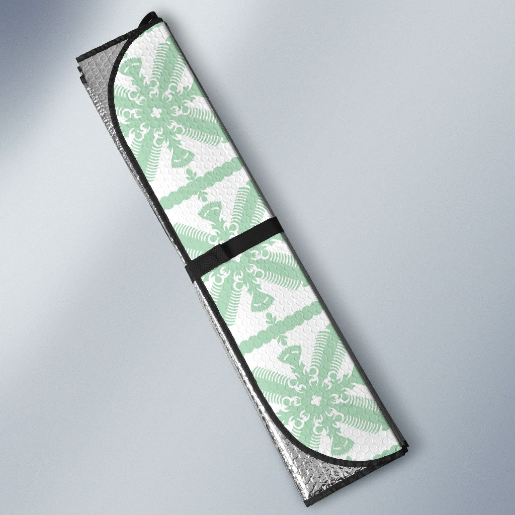 Pastel Green Kahili Quilt Hawaii Auto Sun Shade Tropical Flower Seamless Half Style