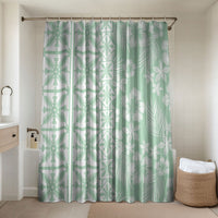 Pastel Green Kahili Quilt Hawaii Bathroom Set Tropical Flower Seamless Half Style