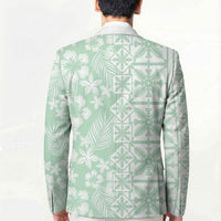 Pastel Green Kahili Quilt Hawaii Blazer Tropical Flower Seamless Half Style