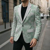 Pastel Green Kahili Quilt Hawaii Blazer Tropical Flower Seamless Half Style