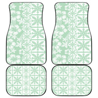 Pastel Green Kahili Quilt Hawaii Car Mats Tropical Flower Seamless Half Style