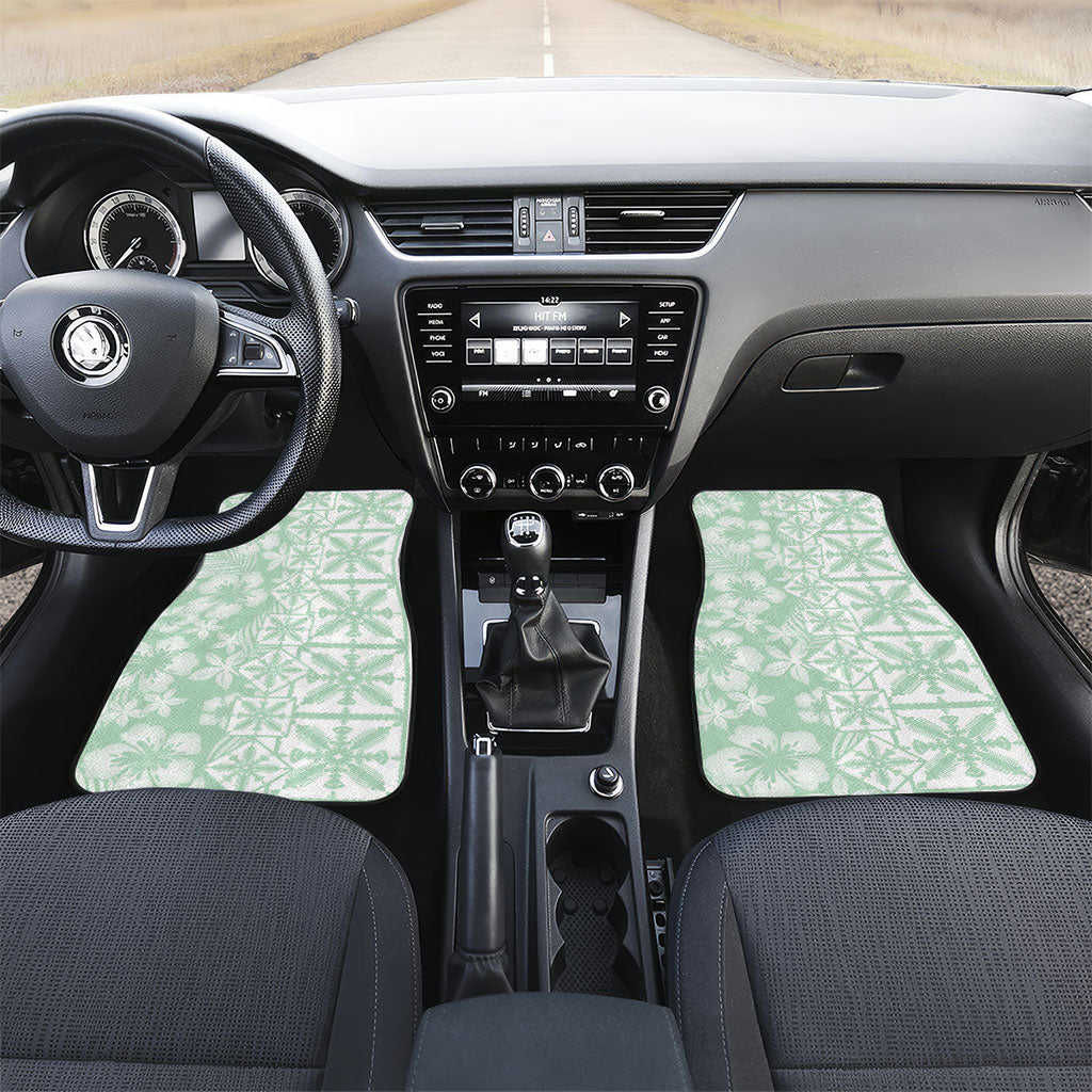 Pastel Green Kahili Quilt Hawaii Car Mats Tropical Flower Seamless Half Style