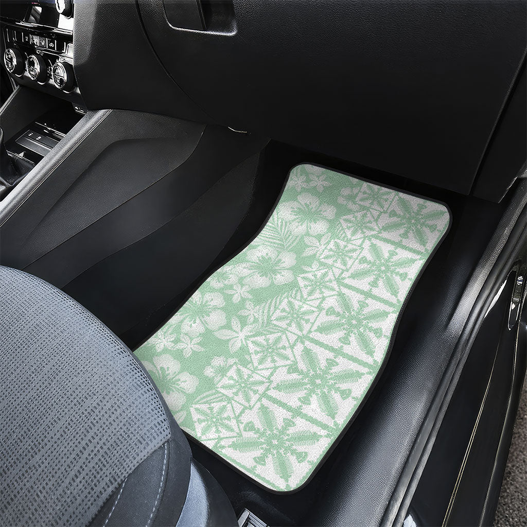 Pastel Green Kahili Quilt Hawaii Car Mats Tropical Flower Seamless Half Style
