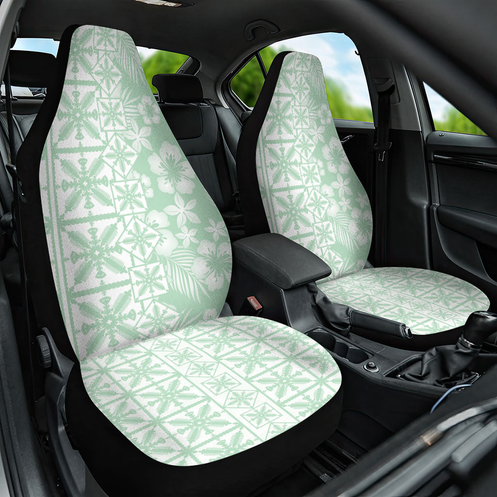 Pastel Green Kahili Quilt Hawaii Car Seat Cover Tropical Flower Seamless Half Style
