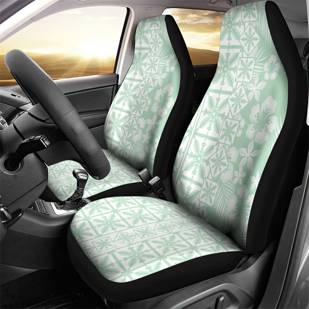 Pastel Green Kahili Quilt Hawaii Car Seat Cover Tropical Flower Seamless Half Style