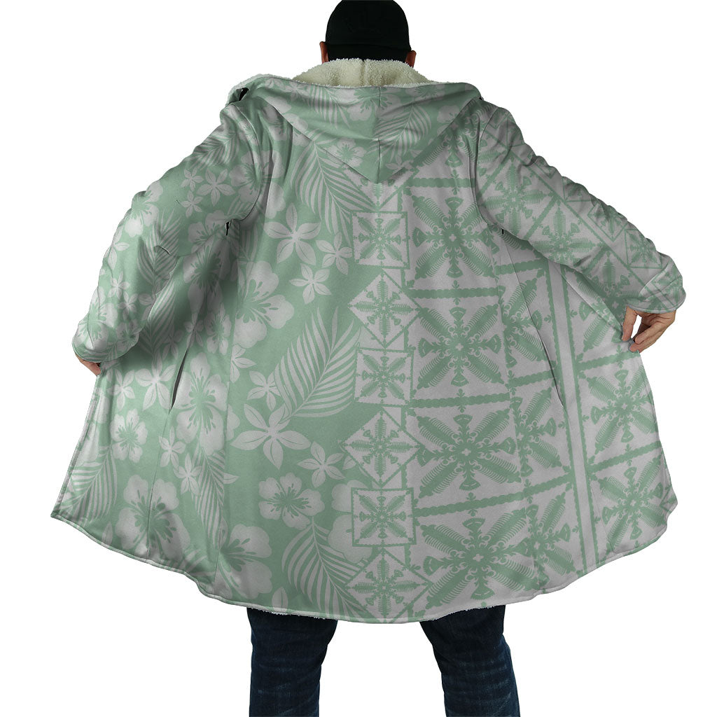 Pastel Green Kahili Quilt Hawaii Cloak Tropical Flower Seamless Half Style