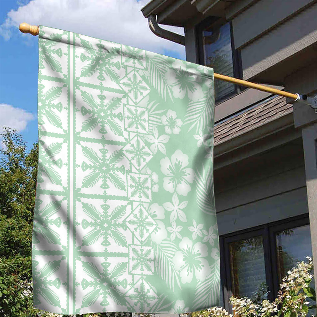 Pastel Green Kahili Quilt Hawaii Garden Flag Tropical Flower Seamless Half Style