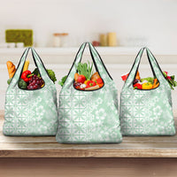 Pastel Green Kahili Quilt Hawaii Grocery Bag Tropical Flower Seamless Half Style