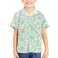 Pastel Green Kahili Quilt Hawaii Kid Hawaiian Shirt Tropical Flower Seamless Half Style