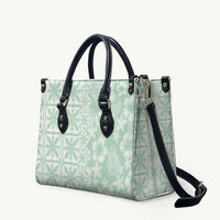 Pastel Green Kahili Quilt Hawaii Leather Bag Tropical Flower Seamless Half Style