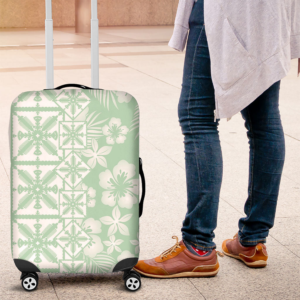 Pastel Green Kahili Quilt Hawaii Luggage Cover Tropical Flower Seamless Half Style LT14 Green - Polynesian Pride