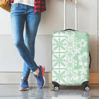 Pastel Green Kahili Quilt Hawaii Luggage Cover Tropical Flower Seamless Half Style