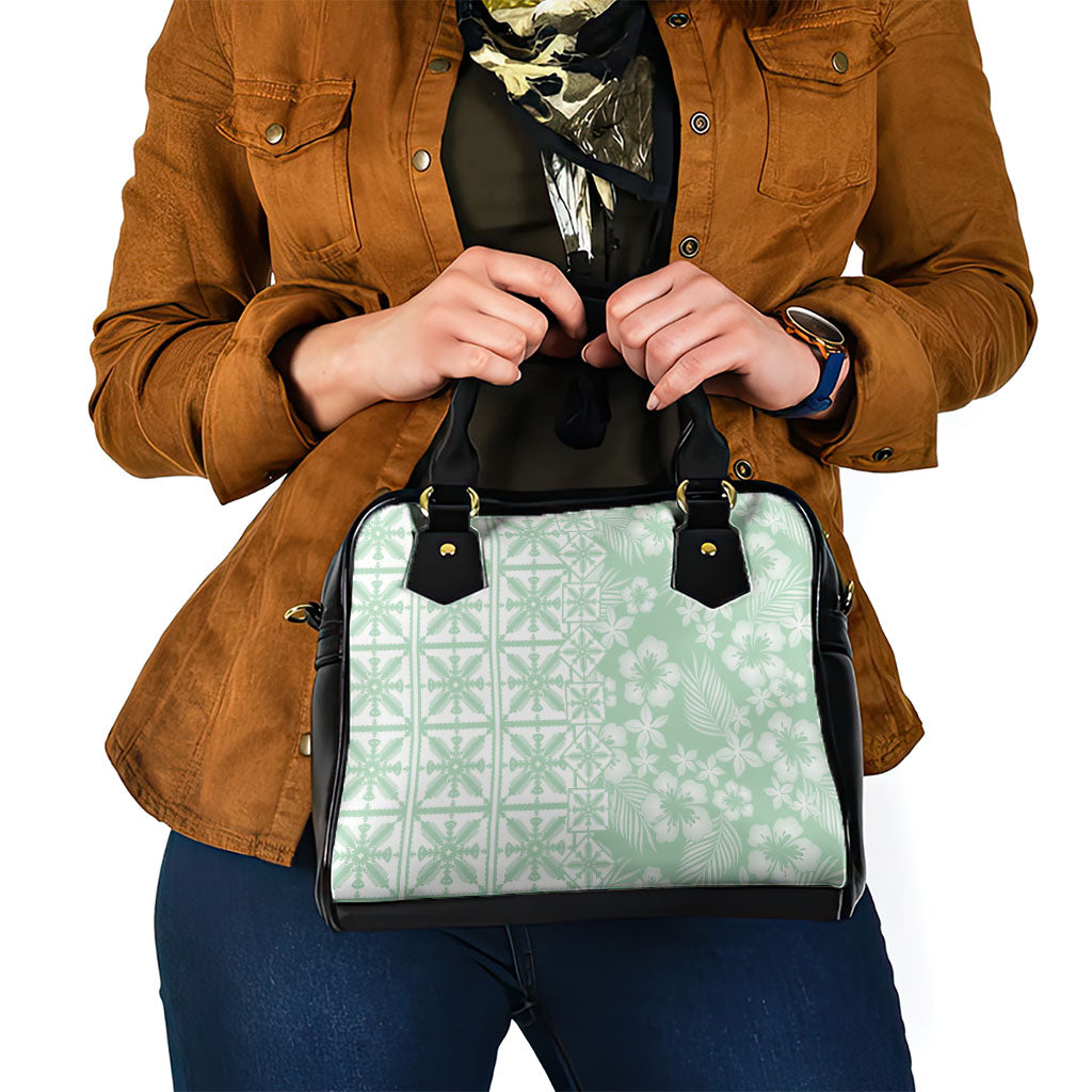 Pastel Green Kahili Quilt Hawaii Shoulder Handbag Tropical Flower Seamless Half Style