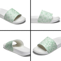 Pastel Green Kahili Quilt Hawaii Slide Sandals Tropical Flower Seamless Half Style