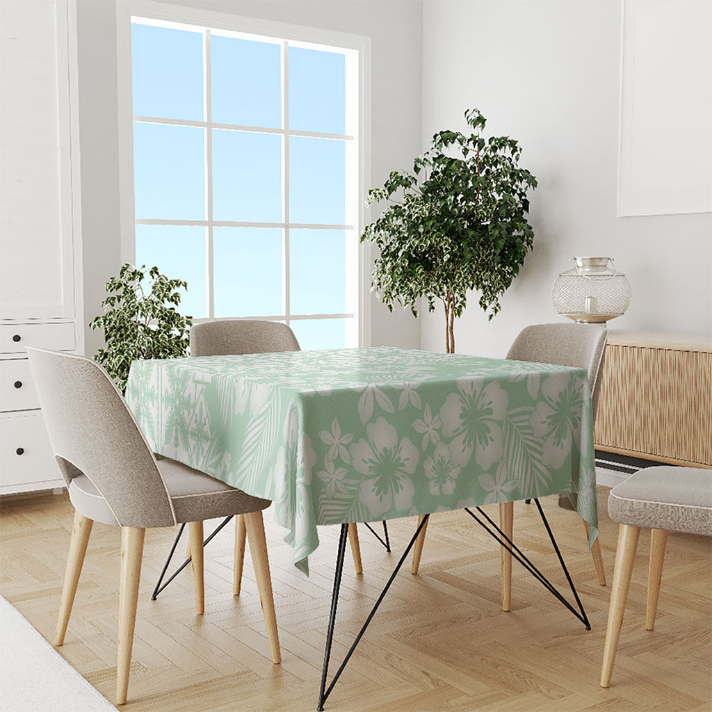 Pastel Green Kahili Quilt Hawaii Tablecloth Tropical Flower Seamless Half Style