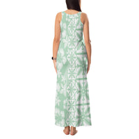 Pastel Green Kahili Quilt Hawaii Tank Maxi Dress Tropical Flower Seamless Half Style