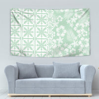 Pastel Green Kahili Quilt Hawaii Tapestry Tropical Flower Seamless Half Style