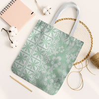 Pastel Green Kahili Quilt Hawaii Tote Bag Tropical Flower Seamless Half Style