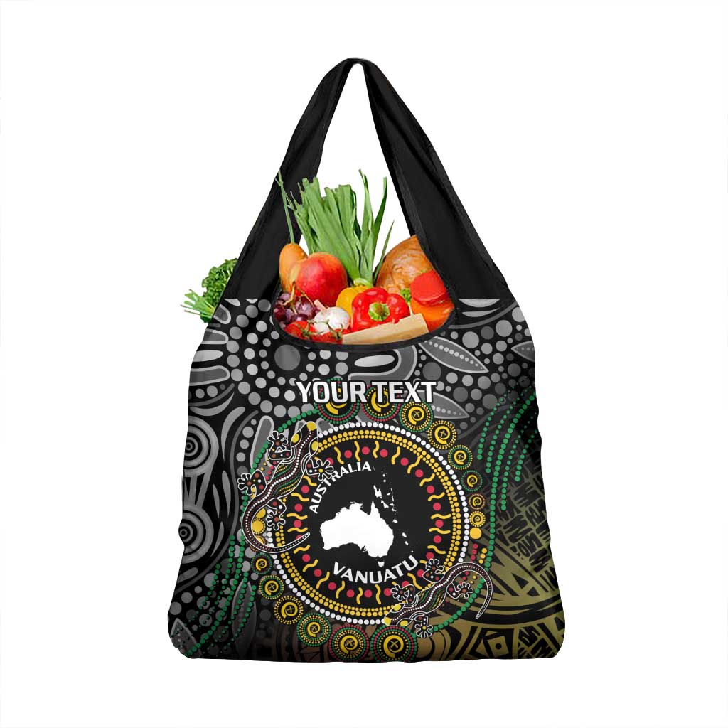 Personalised Australia And Vanuatu Grocery Bag Aboriginal Lizard Polynesia Ni-Van Pig Tusk