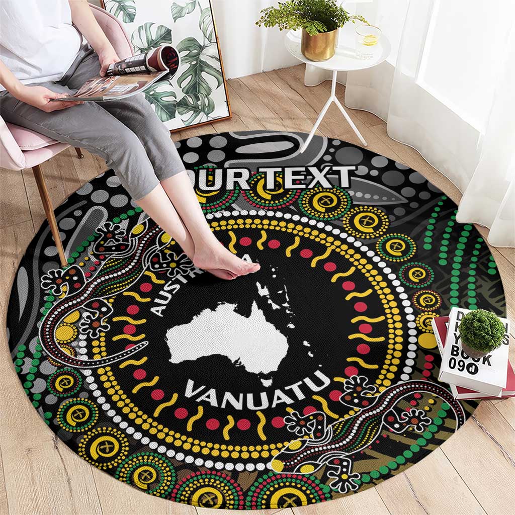 Personalised Australia And Vanuatu Round Carpet Aboriginal Lizard Polynesia Ni-Van Pig Tusk