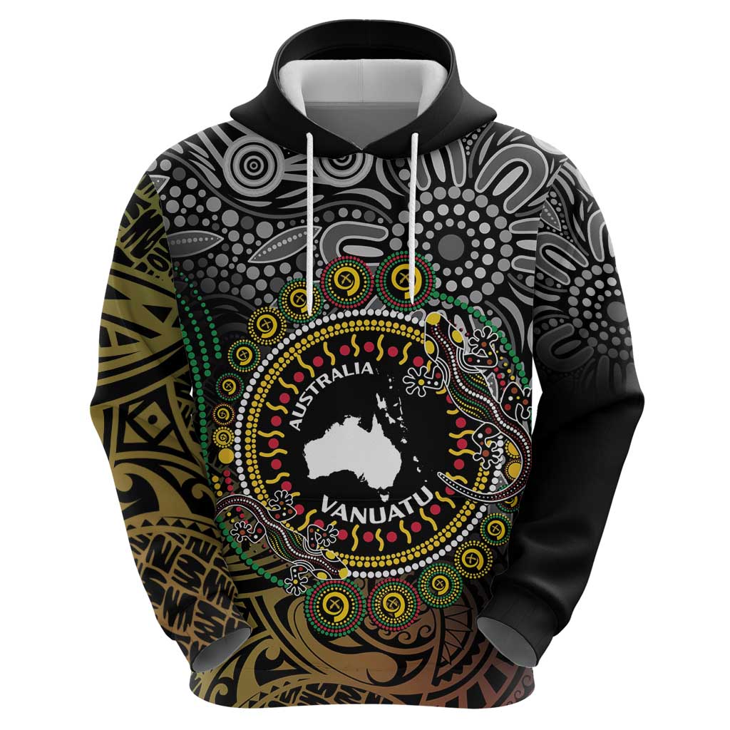 Personalised Australia And Vanuatu Zip Hoodie Aboriginal Lizard Polynesia Ni-Van Pig Tusk