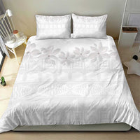 Tokelau White Sunday Bedding Set Polynesian Pattern Gardenia Thunbergia