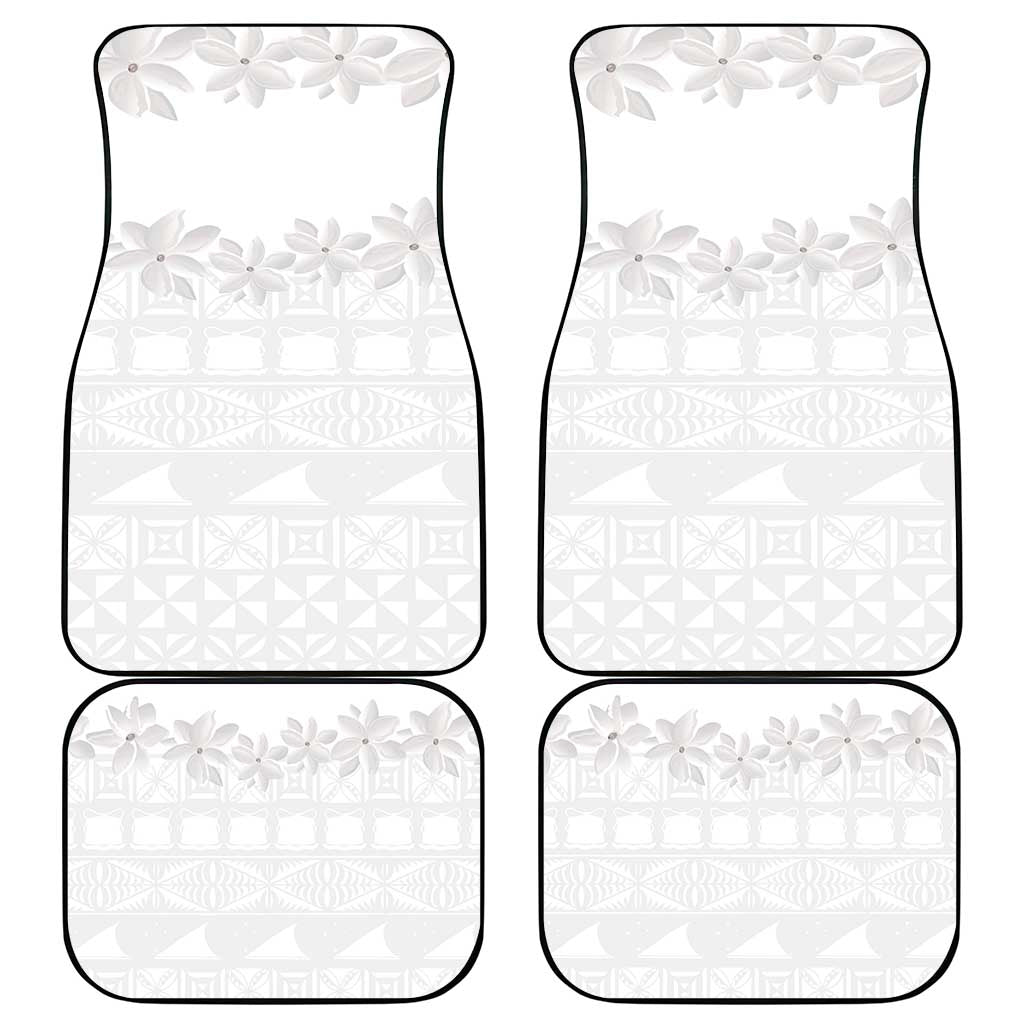 Tokelau White Sunday Car Mats Polynesian Pattern Gardenia Thunbergia