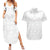 Tokelau White Sunday Couples Matching Summer Maxi Dress and Hawaiian Shirt Polynesian Pattern Gardenia Thunbergia