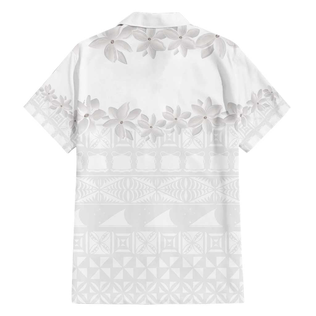 Tokelau White Sunday Family Matching Long Sleeve Bodycon Dress and Hawaiian Shirt Polynesian Pattern Gardenia Thunbergia