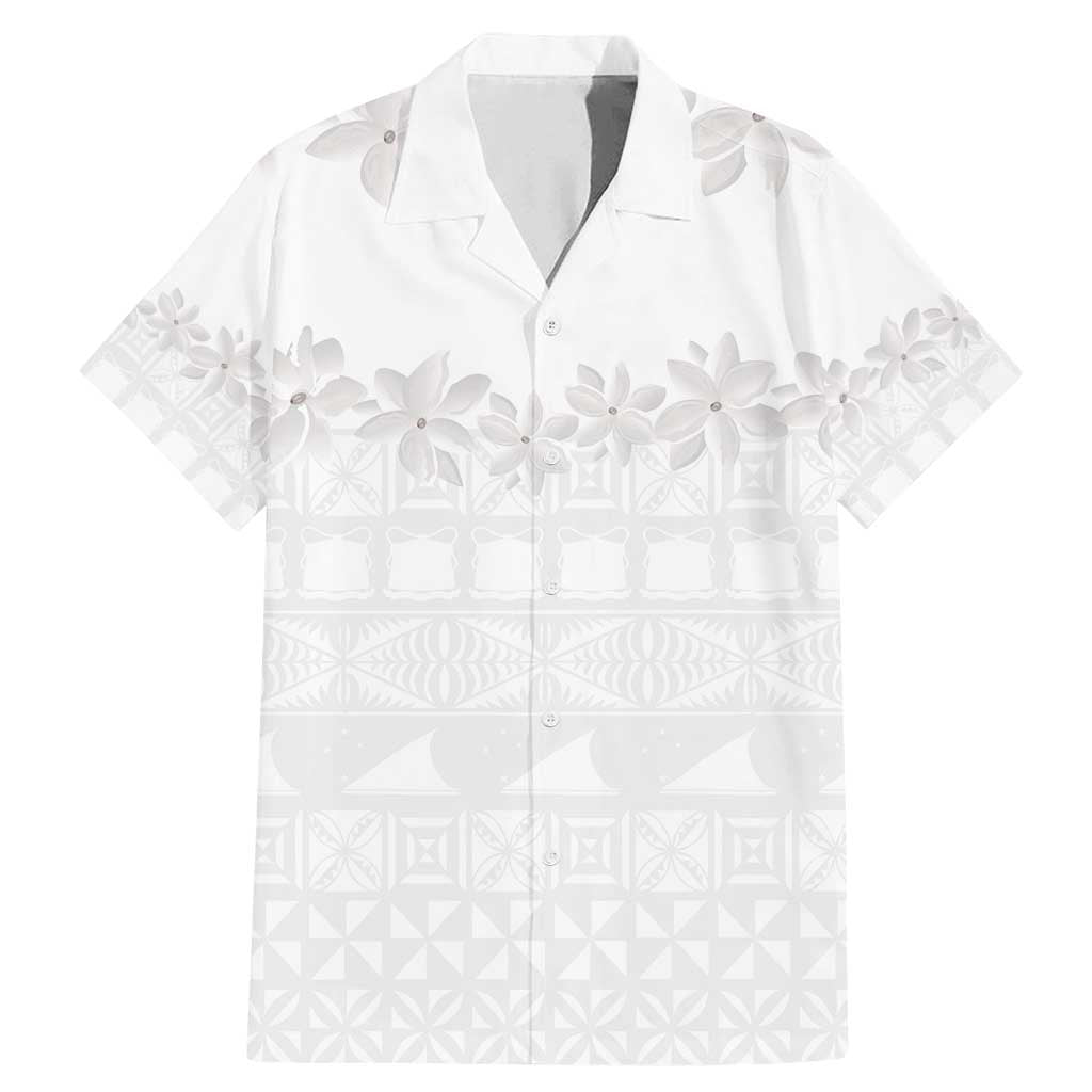 Tokelau White Sunday Family Matching Mermaid Dress and Hawaiian Shirt Polynesian Pattern Gardenia Thunbergia